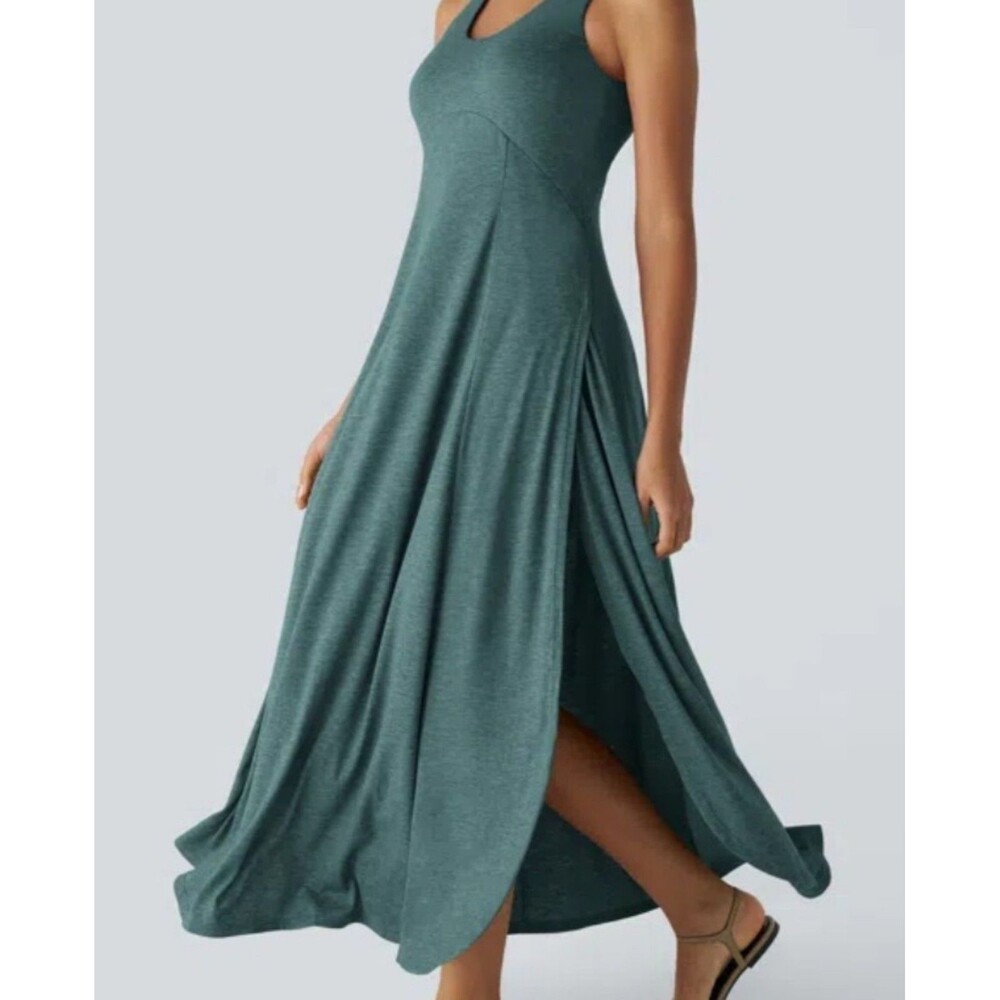 Women's Halara Green Maxi Dress Spaghetti Strap Sleeveless. Size large - Picture 2 of 6